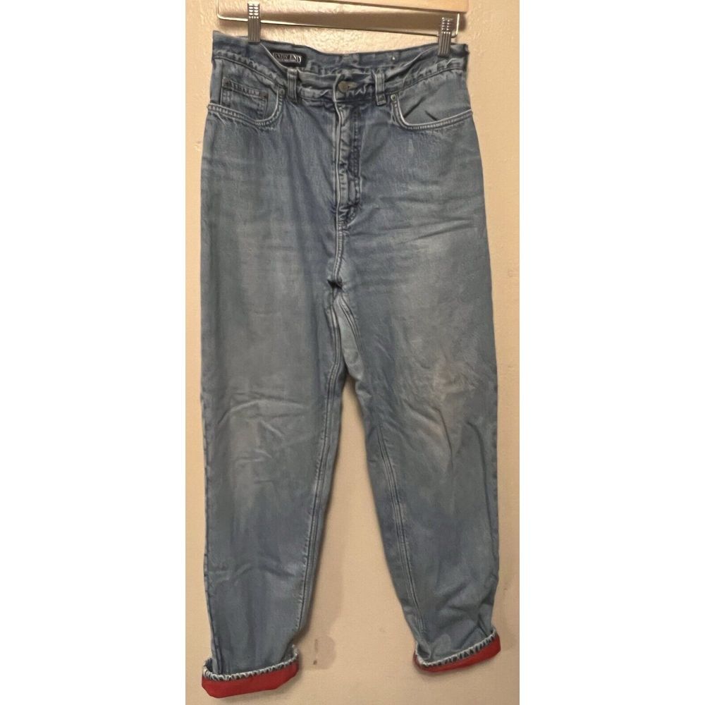 Vintage Lands End Red Fleece Lined‎ High Waist Jeans Women's Size 10 Made in USA